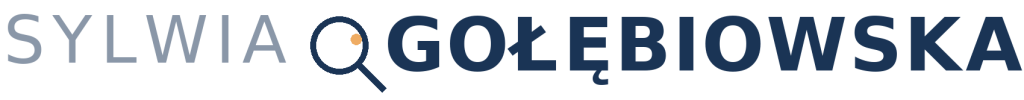 Logo firmy Sylwia Gołębiowska z lupą powiększającą